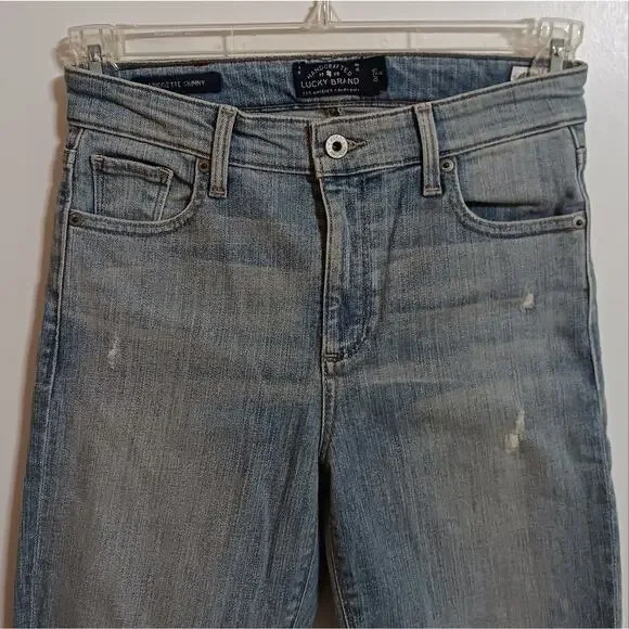 Lucky Brand Bridgette Skinny sz 0/25 light wash distressed - Picture 2 of 13